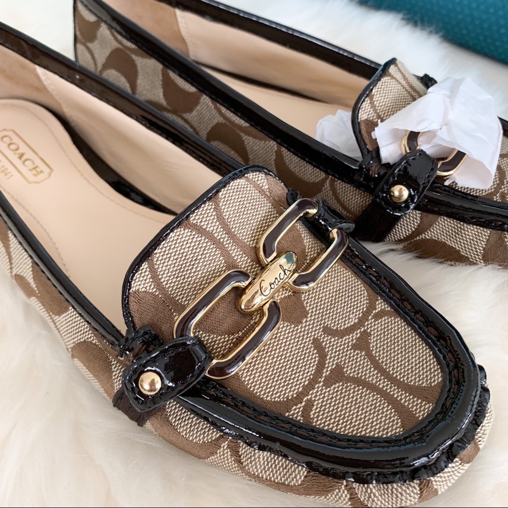 Coach Perri Driving Loafers Flats Logo Slip On 6 M